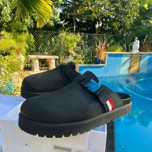 Authentic Moncler Mon Nubuck Leather Mule Buckle Strap Made in Italy 13US 46EU